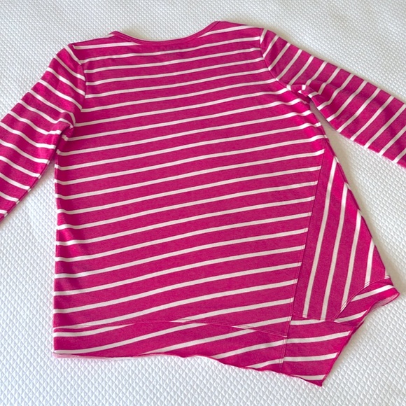 Nic+Zoe Long Sleeve Asymmetric‎ Hem Striped Pink White Size S - Picture 6 of 13
